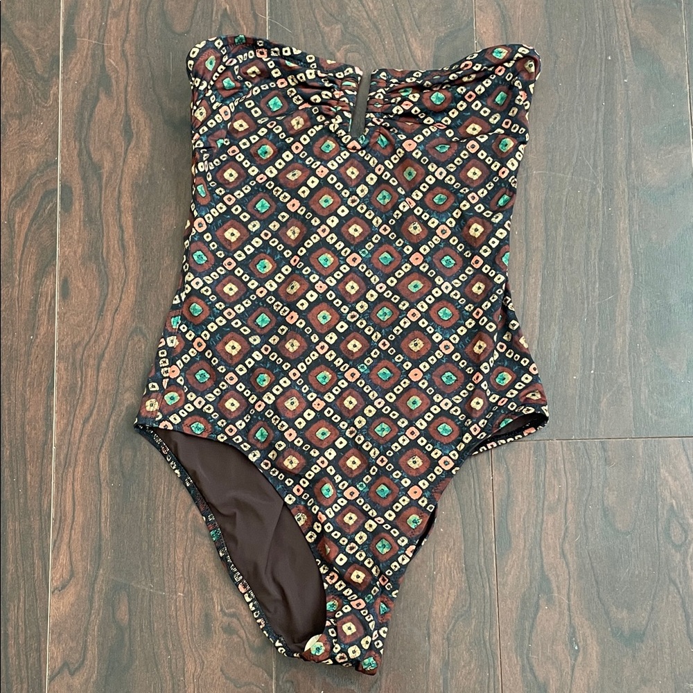 Ulla Johnson Multicolor Monterey Strapless Maillot One Piece Swimsuit NWOT